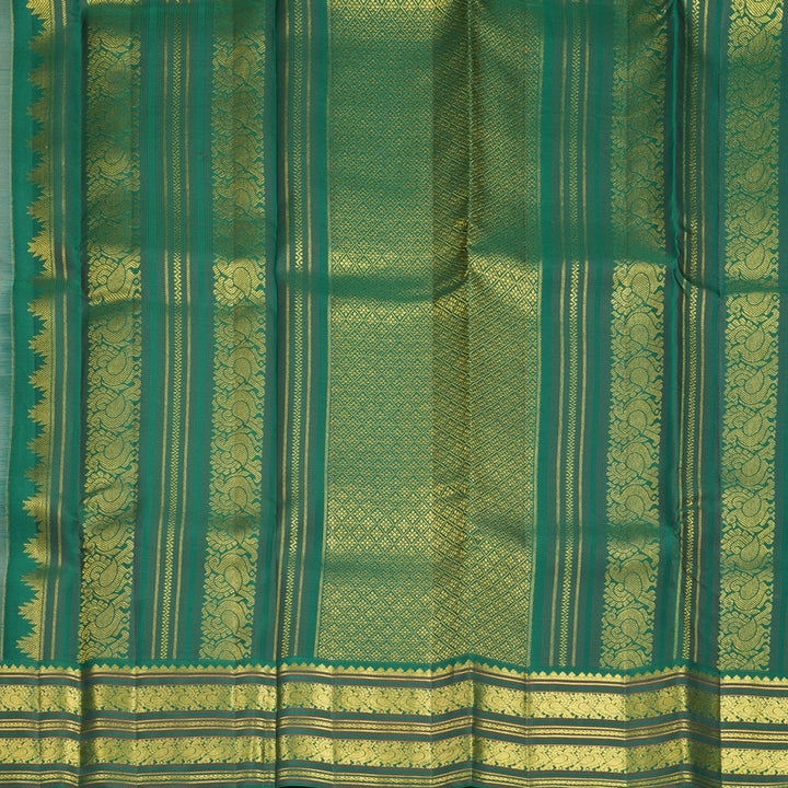 Hayagrivas Handloom Beige Kanjivaram Silk Saree with Dark Green Border SSCBF159H15-2