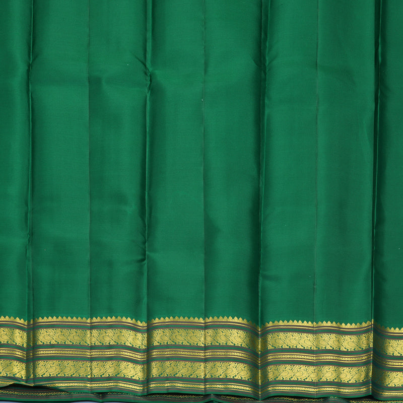 Hayagrivas Handloom Mild Peach Pink Kanjivaram Silk Saree with Dark Green Border SSCBF159H15-3