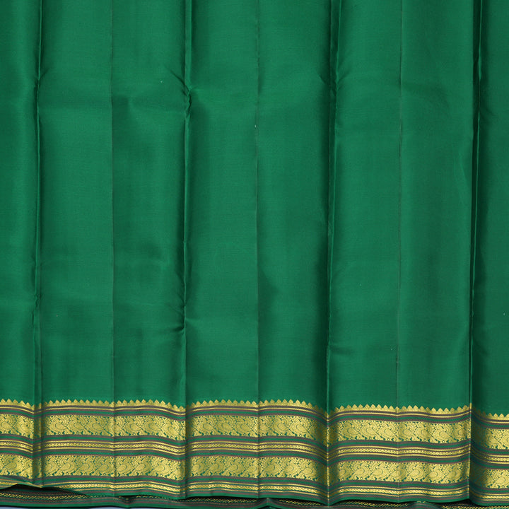 Hayagrivas Handloom Mild Peach Pink Kanjivaram Silk Saree with Dark Green Border SSCBF159H15-3