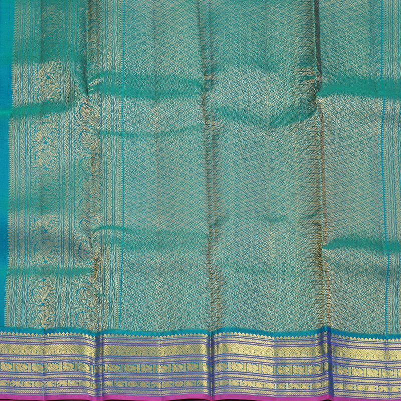 Hayagrivas Handloom Pastel Green Kanjivaram Silk Saree with Mayilkazhuthu Border SSCBF159H15-4