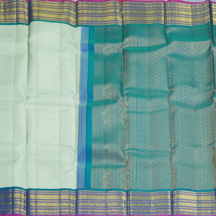 Hayagrivas Handloom Pastel Green Kanjivaram Silk Saree with Mayilkazhuthu Border SSCBF159H15-4