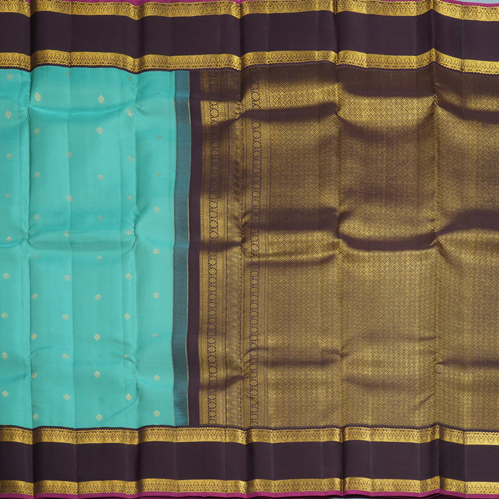 Hayagrivas Handloom Sea Blue Kanjivaram Silk Saree with Deep Nagapazham Border SSCBF159H15-7