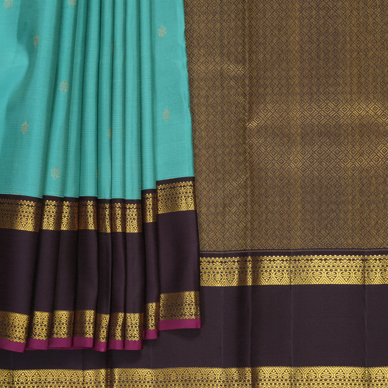 Hayagrivas Handloom Sea Blue Kanjivaram Silk Saree with Deep Nagapazham Border SSCBF159H15-7