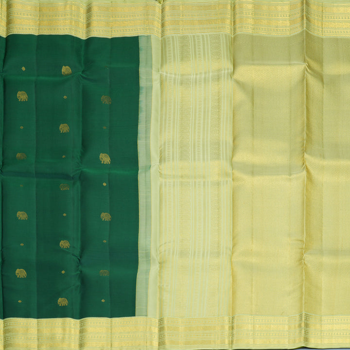 Hayagrivas Handloom Dark Green Kanjivaram Silk Saree with Pista Green Border SSCBF159H16-1