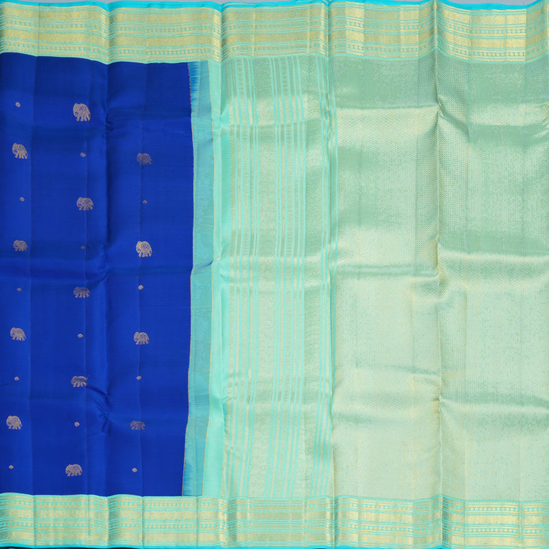 Hayagrivas Handloom MS Blue Kanjivaram Silk Saree with Border SSCBF159H16-2