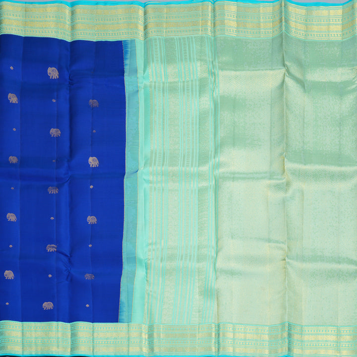 Hayagrivas Handloom MS Blue Kanjivaram Silk Saree with Border SSCBF159H16-2