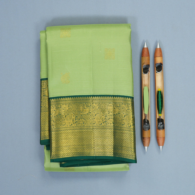 Hayagrivas Handloom Apple Green Kanjivaram Silk Saree with Emerald Green Border SSCBF159H17-2