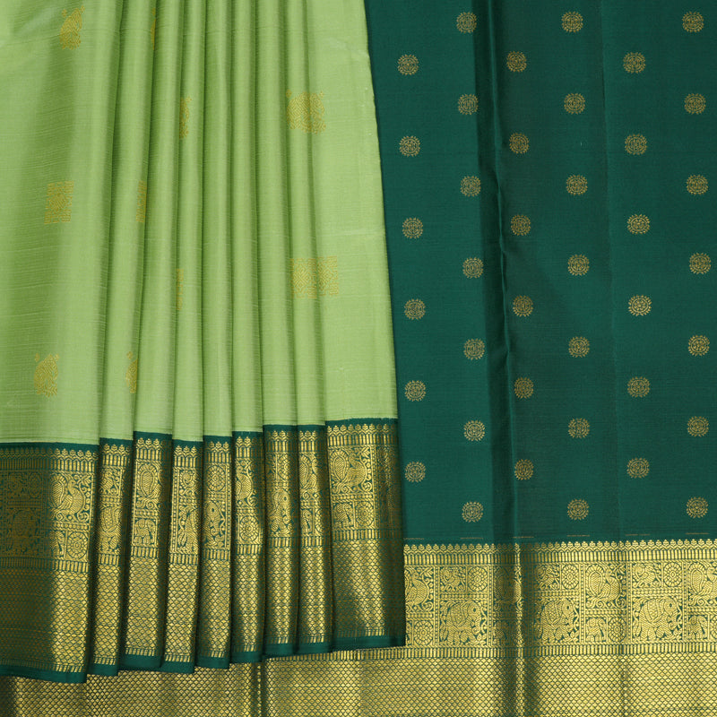 Hayagrivas Handloom Apple Green Kanjivaram Silk Saree with Emerald Green Border SSCBF159H17-2