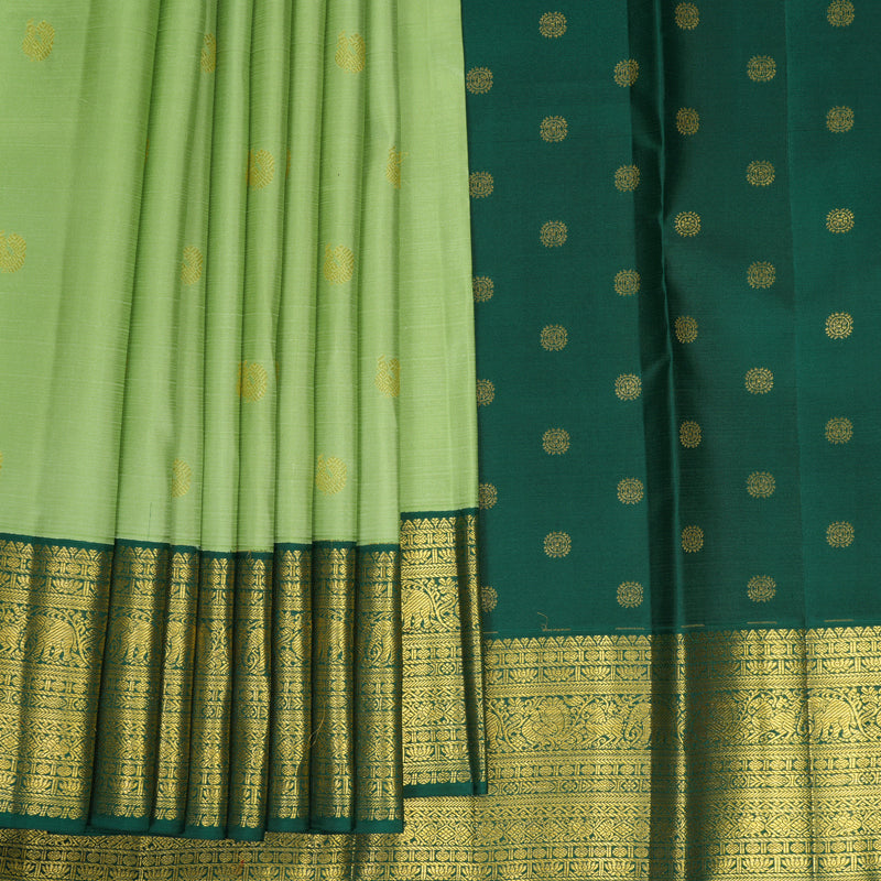 Hayagrivas Handloom Apple Green Kanjivaram Silk Saree with Emerald Green Border SSCBF159H17-3