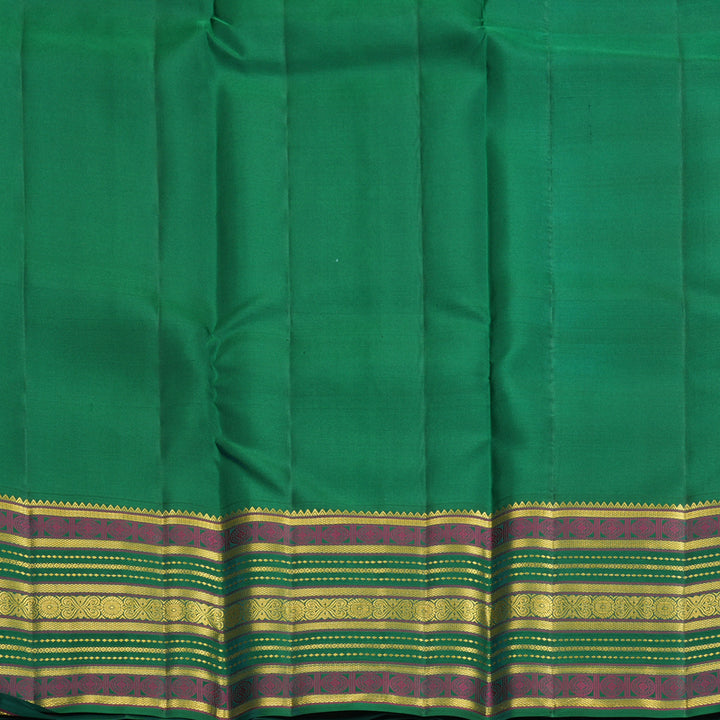 Hayagrivas Handloom Dark Maroon Kanjivaram Silk Saree with Green Border SSCBF159H2-1