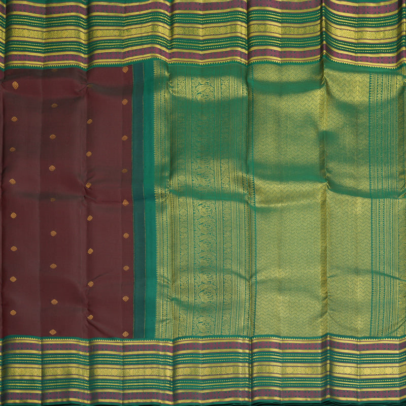 Hayagrivas Handloom Dark Maroon Kanjivaram Silk Saree with Green Border SSCBF159H2-1