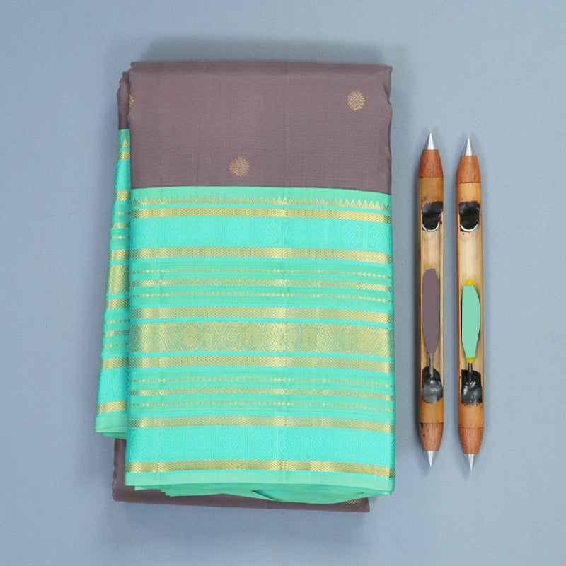 Hayagrivas Handloom Lavender Kanjivaram Silk Saree with Sea Green Border SSCBF159H2-2