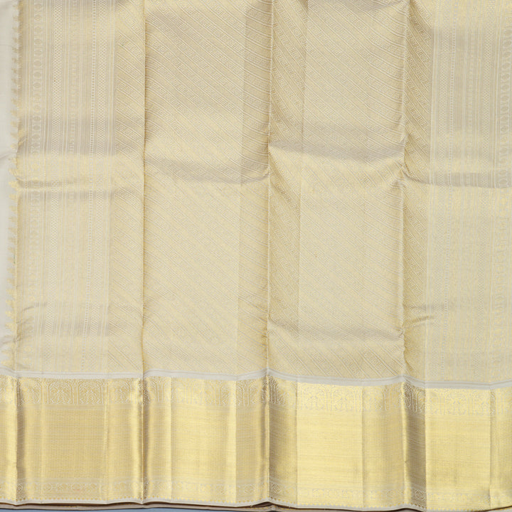 Hayagrivas Handloom Green Kanjivaram Silk Saree with Greige Border SSCBF159H3-1