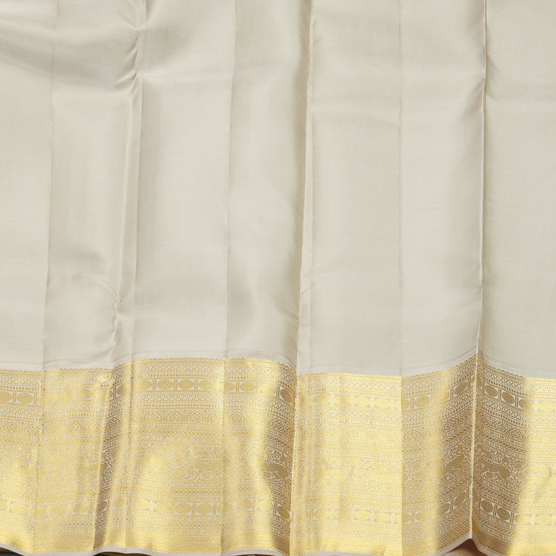 Hayagrivas Handloom Dark Green Kanjivaram Silk Saree with Greige Border SSCBF159H3-2
