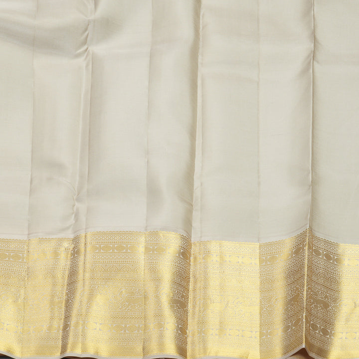 Hayagrivas Handloom Dark Green Kanjivaram Silk Saree with Greige Border SSCBF159H3-2