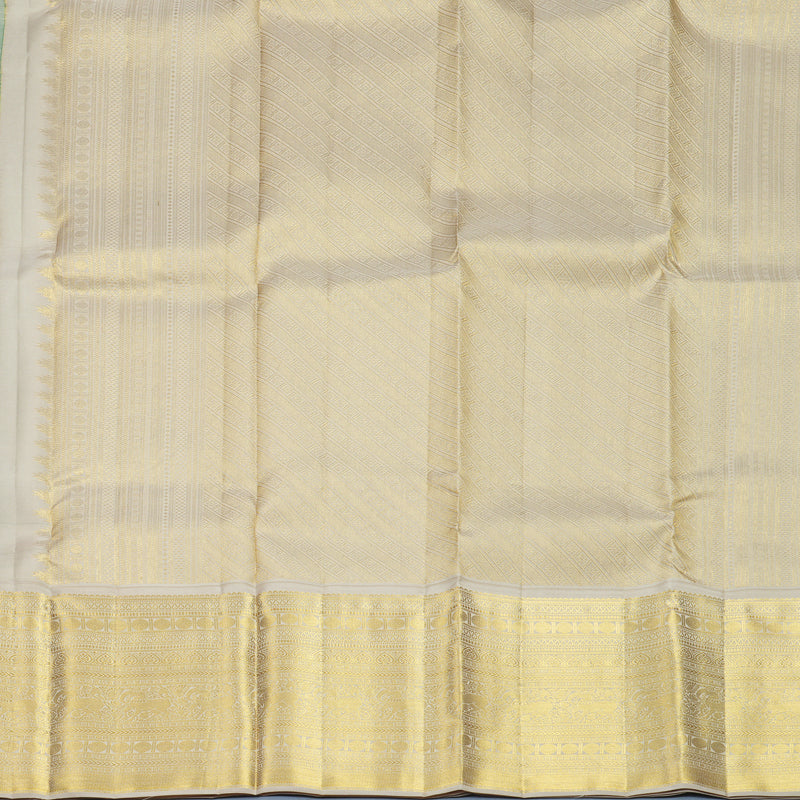Hayagrivas Handloom Dark Green Kanjivaram Silk Saree with Greige Border SSCBF159H3-2
