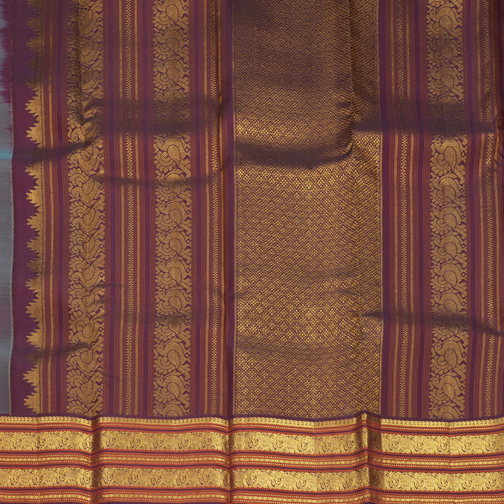Hayagrivas Handloom Light Blue Kanjivaram Silk Saree with Burgundy Border SSCBF159H4-1