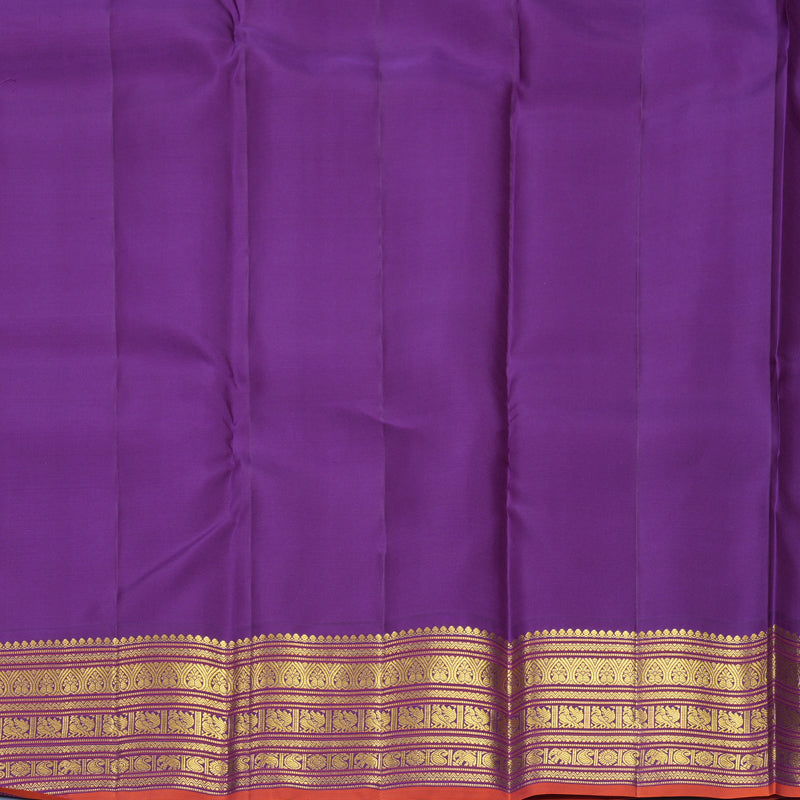 Hayagrivas Handloom Lime Green Kanjivaram Silk Saree with Purple Border SSCBF159H4-2