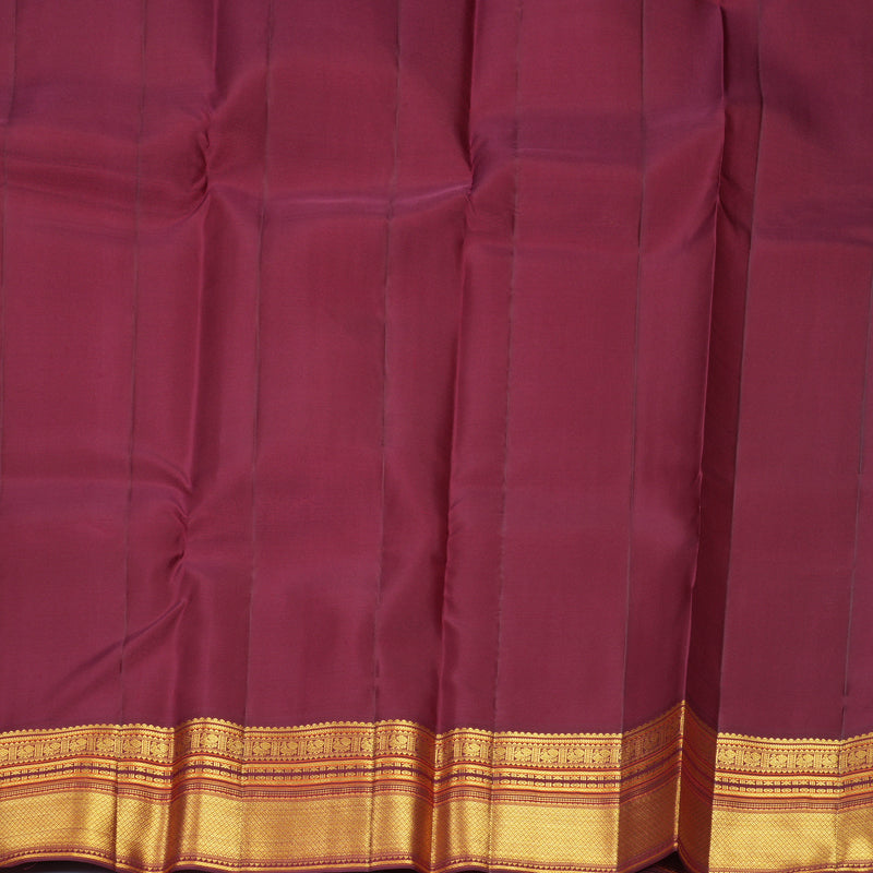 Hayagrivas Handloom Mustard Yellow Kanjivaram Silk Saree with Burgundy Border SSCBF159H4-3
