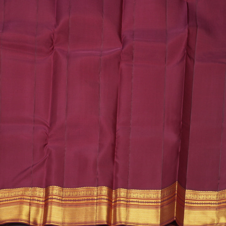 Hayagrivas Handloom Mustard Yellow Kanjivaram Silk Saree with Burgundy Border SSCBF159H4-3
