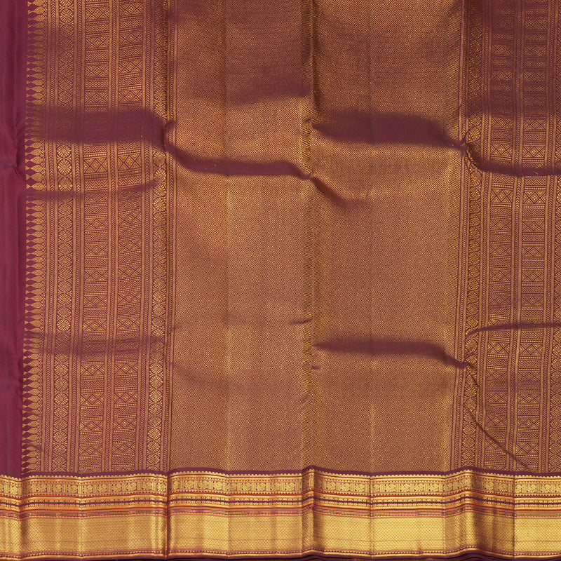 Hayagrivas Handloom Mustard Yellow Kanjivaram Silk Saree with Burgundy Border SSCBF159H4-3
