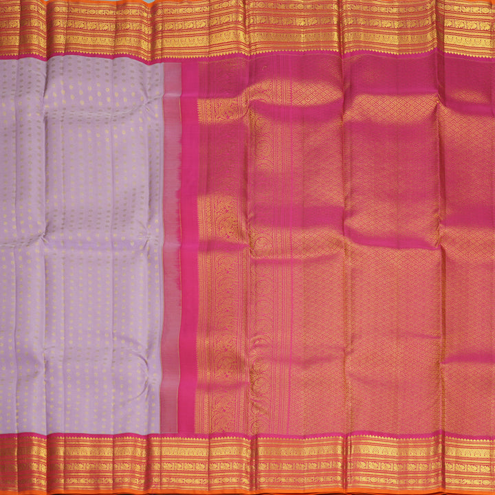 Hayagrivas Handloom Lilac Kanjivaram Silk Saree with Pink Border SSCBF159H4-4