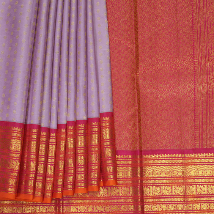 Hayagrivas Handloom Lilac Kanjivaram Silk Saree with Pink Border SSCBF159H4-4