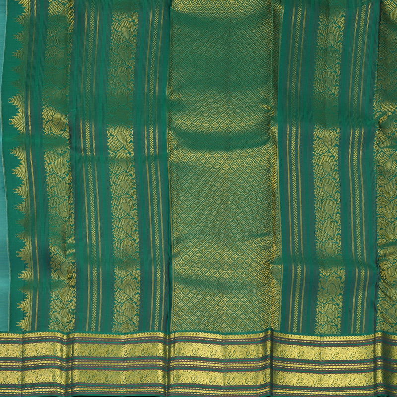 Hayagrivas Handloom Sea Blue Kanjivaram Silk Saree with Bottle Green Border SSCBF159H4-5