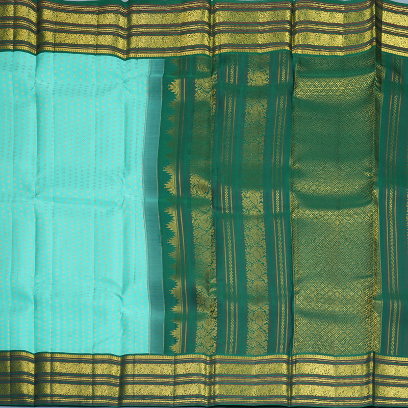 Hayagrivas Handloom Sea Blue Kanjivaram Silk Saree with Bottle Green Border SSCBF159H4-5