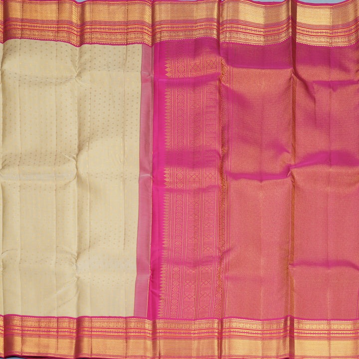 Hayagrivas Handloom Cream Kanjivaram Silk Saree with Pink Border SSCBF159H4-6