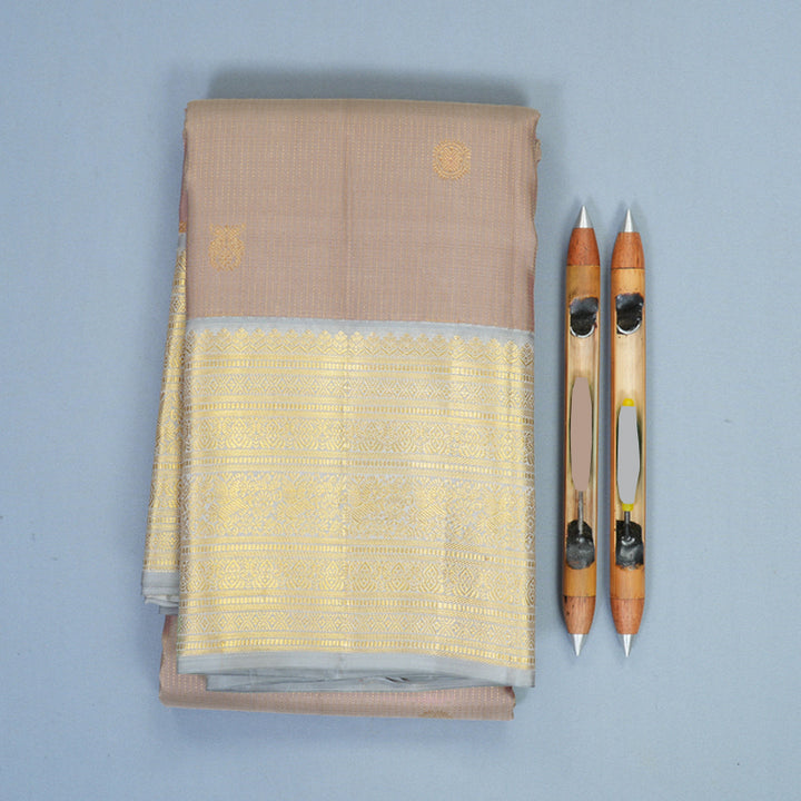 Hayagrivas Handloom Cream Kanjivaram Silk Saree with Grey Border SSCBF159H6-2