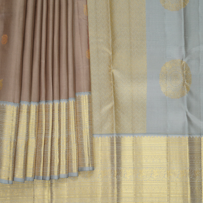 Hayagrivas Handloom Cream Kanjivaram Silk Saree with Grey Border SSCBF159H6-2