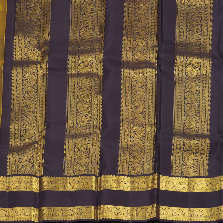 Hayagrivas Handloom Mustard Yellow Kanjivaram Silk Saree with Ganga Jamuna Border SSCBF159H7-2