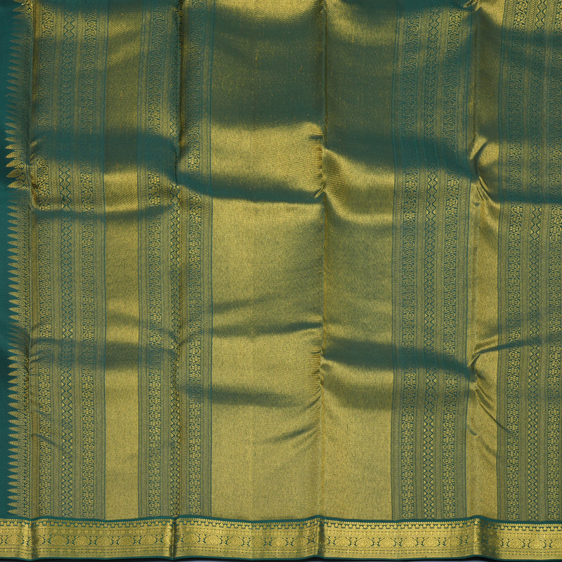 Hayagrivas Handloom Dark Pink Kanjivaram Silk Saree with Bottle Green Border SSCBF159H8-1