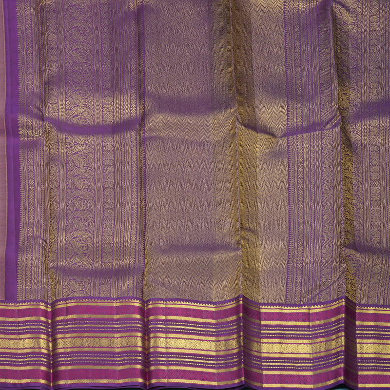 Hayagrivas Handloom Mild Peach Orange Kanjivaram Silk Saree with Purple Border SSCBF159H9-1