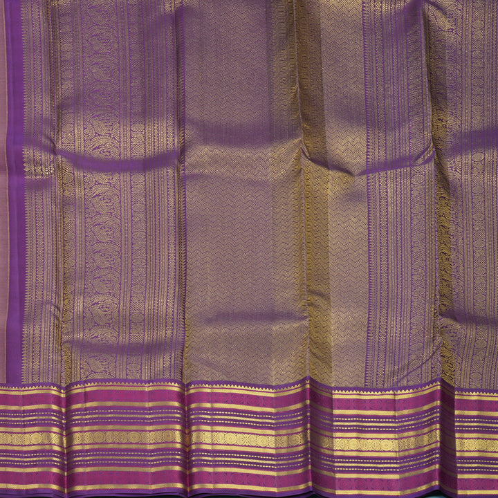 Hayagrivas Handloom Mild Peach Orange Kanjivaram Silk Saree with Purple Border SSCBF159H9-1
