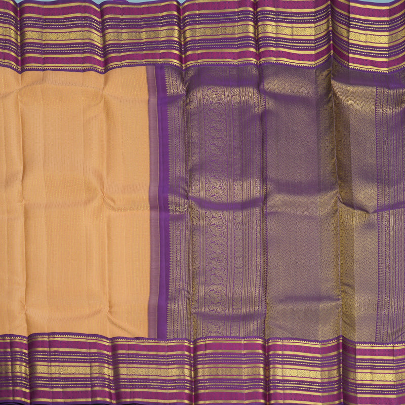 Hayagrivas Handloom Mild Peach Orange Kanjivaram Silk Saree with Purple Border SSCBF159H9-1
