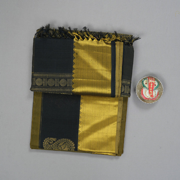 Hayagrivas Olive Green Kora Silk Cotton Saree SSCBF15D3-1