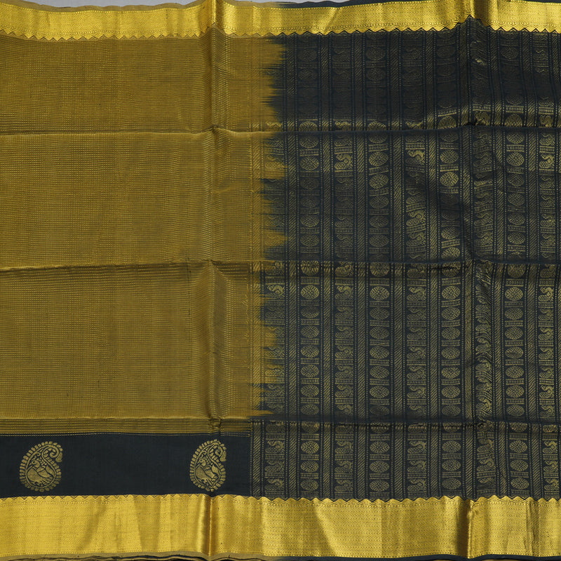 Hayagrivas Olive Green Kora Silk Cotton Saree SSCBF15D3-1