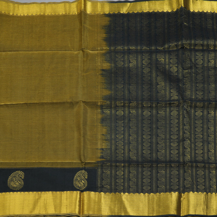 Hayagrivas Olive Green Kora Silk Cotton Saree SSCBF15D3-1