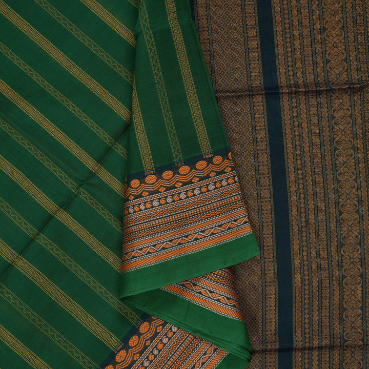 Hayagrivas Bottle Green Kora Silk Cotton Saree SSCBF15D5-1