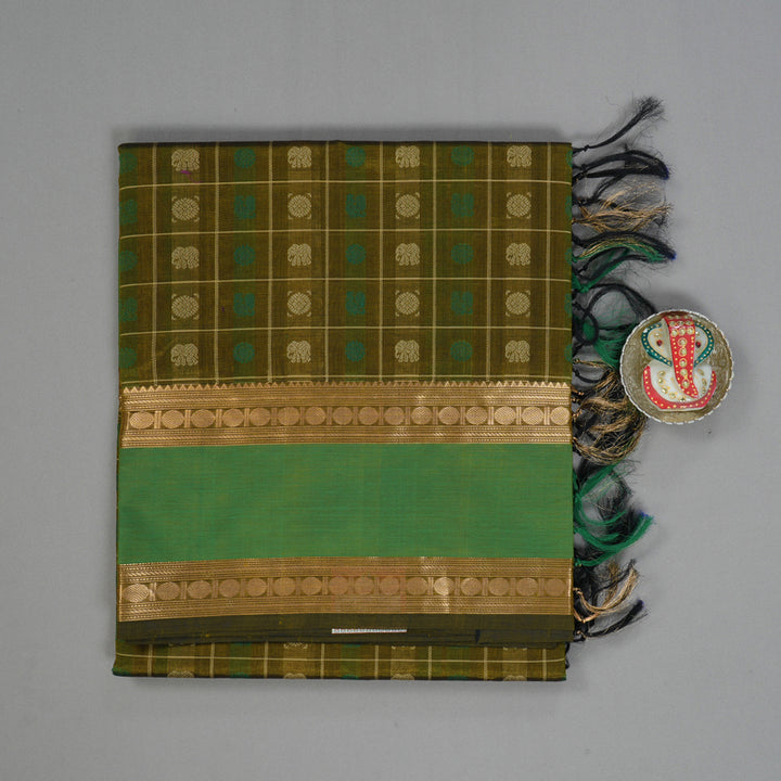 Hayagrivas Mehandi Green Kanchi Silk Cotton Saree SSCBF15D6-1
