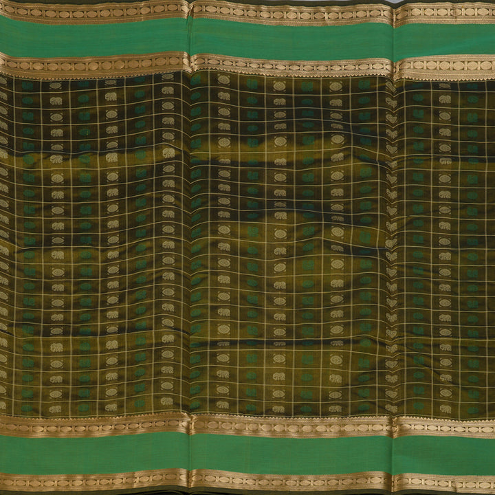 Hayagrivas Mehandi Green Kanchi Silk Cotton Saree SSCBF15D6-1