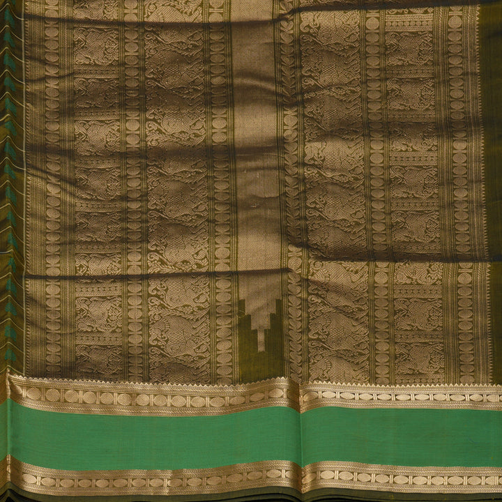 Hayagrivas Mehandi Green Kanchi Silk Cotton Saree SSCBF15D6-1
