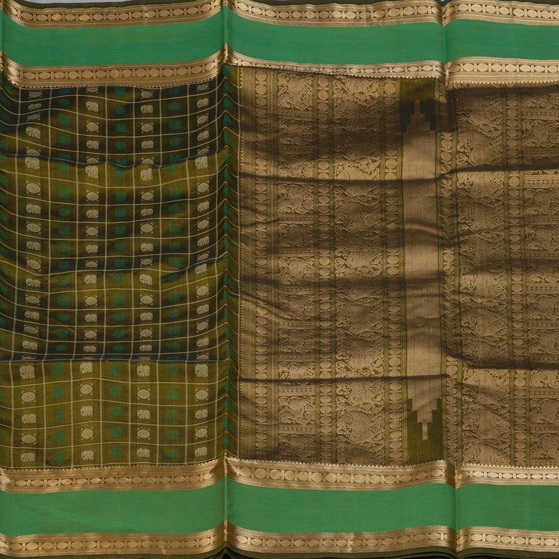 Hayagrivas Mehandi Green Kanchi Silk Cotton Saree SSCBF15D6-1