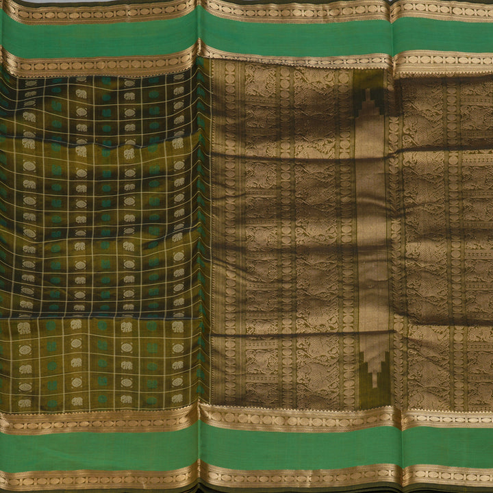 Hayagrivas Mehandi Green Kanchi Silk Cotton Saree SSCBF15D6-1