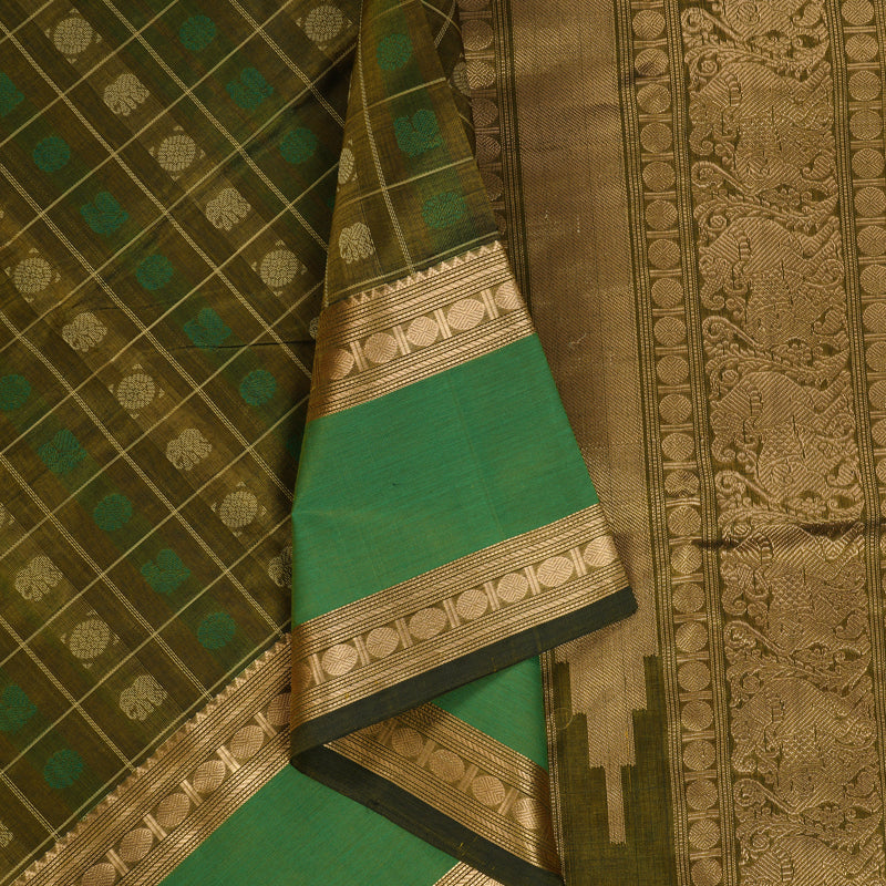 Hayagrivas Mehandi Green Kanchi Silk Cotton Saree SSCBF15D6-1