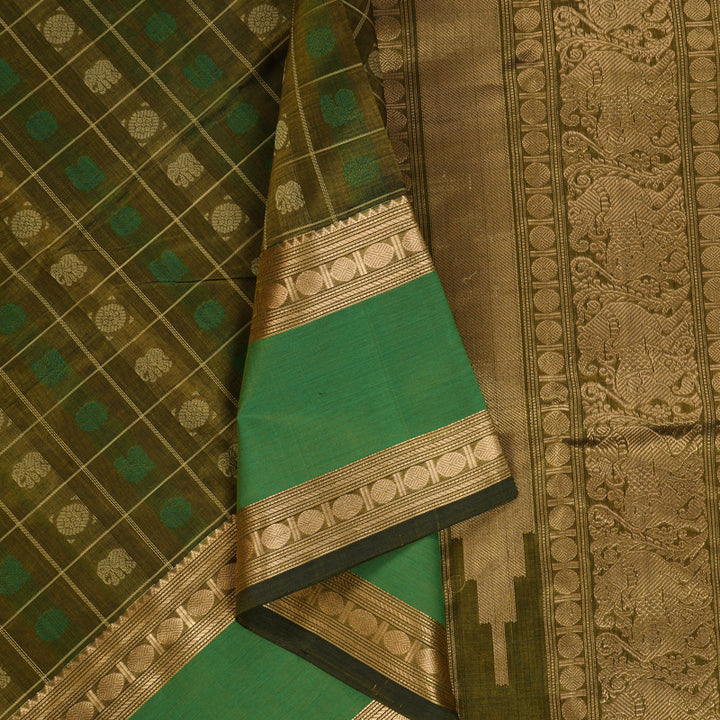 Hayagrivas Mehandi Green Kanchi Silk Cotton Saree SSCBF15D6-1