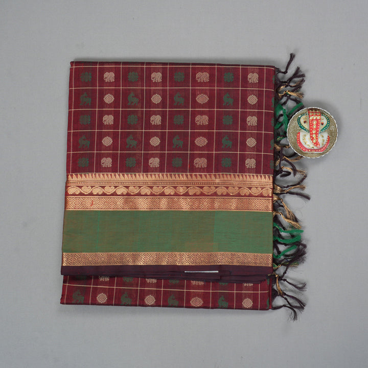 Hayagrivas Maroon Kanchi Silk Cotton Saree SSCBF15D6-2