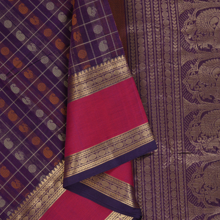 Hayagrivas Purple Kanchi Silk Cotton Saree SSCBF15D6-3